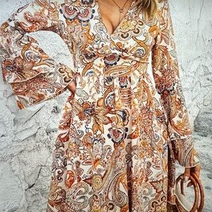 Long Sleeves Bohemian Dress